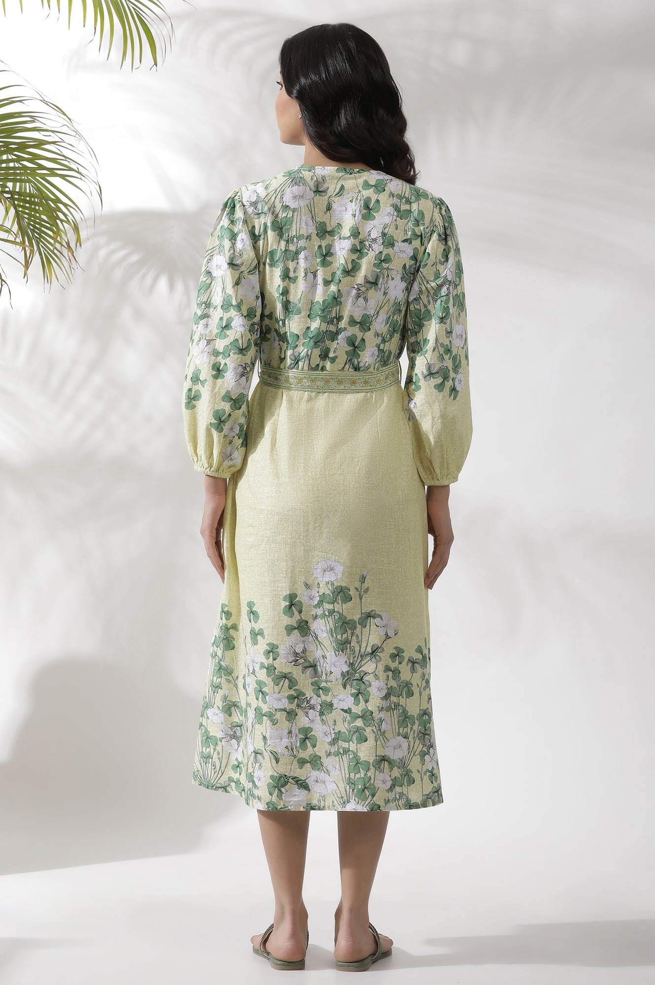 Yellow Floral Printed Shirt Dress - Image 7